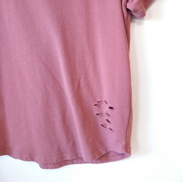 Alphalete Womens L Short Sleeve Sweatshirt Top Longline Distressed Athleisure - Picture 6 of 10